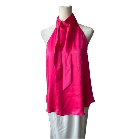 NEW $198 Favorite Daughter Take a Bow Pink Satin Silky Halter Tank Size Large - Picture 6 of 7